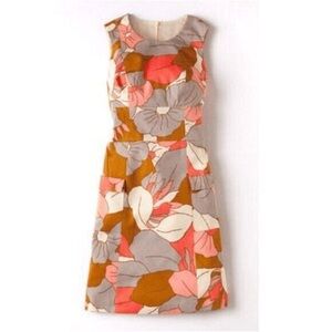 Boden bloom through gloom Floral retro 70’s sleeveless shift dress size 8